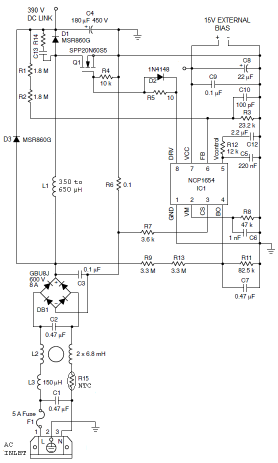 PFC circuit Active CCM PFC schematic diagram